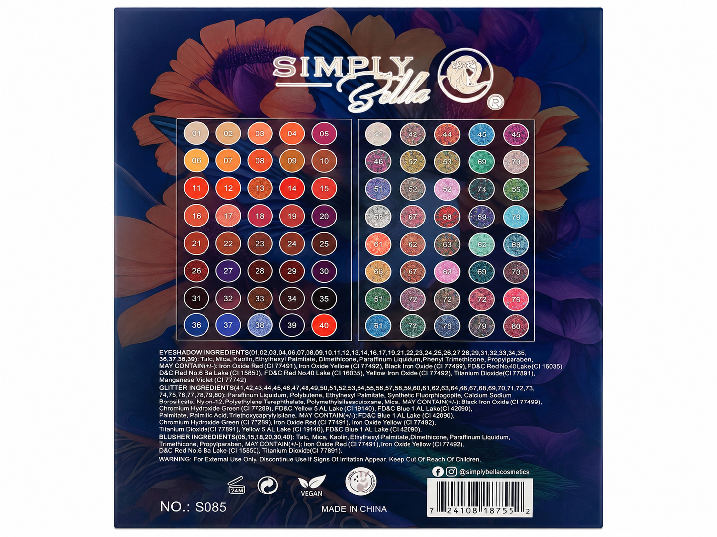 Simply Bella Euphoria - Paleta de Sombras 80 Colores