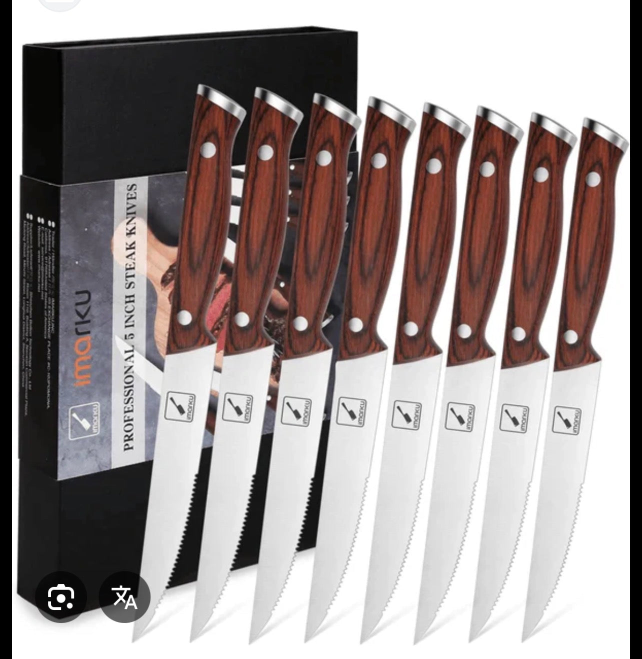 Set 6 Cuchillos Profesionales para Steak - Acero Inoxidable con Mango de Madera