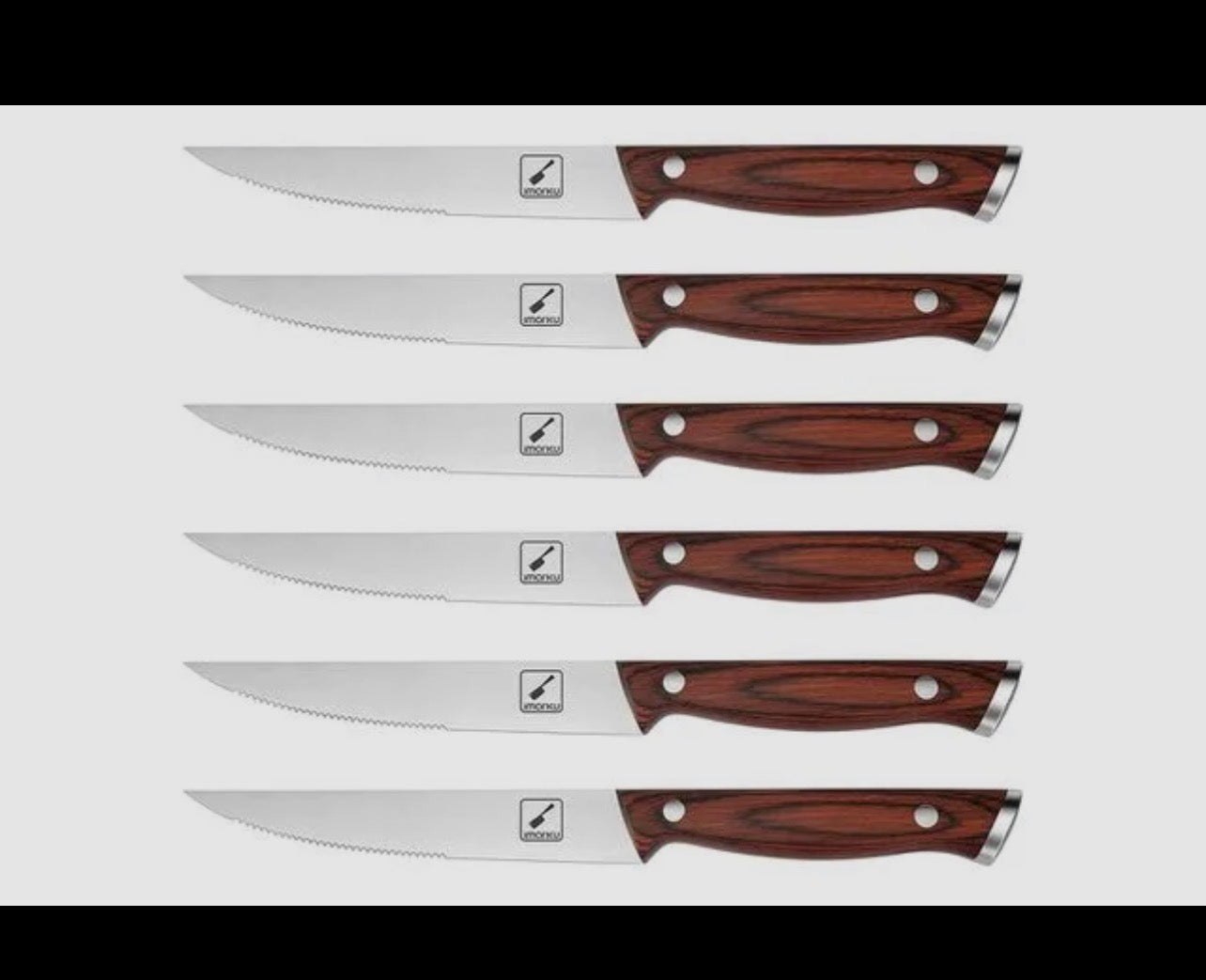 Set 6 Cuchillos Profesionales para Steak - Acero Inoxidable con Mango de Madera