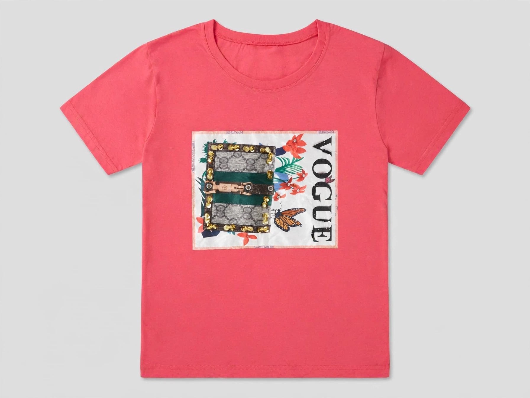 Camiseta Coral - Estampado Vogue Floral