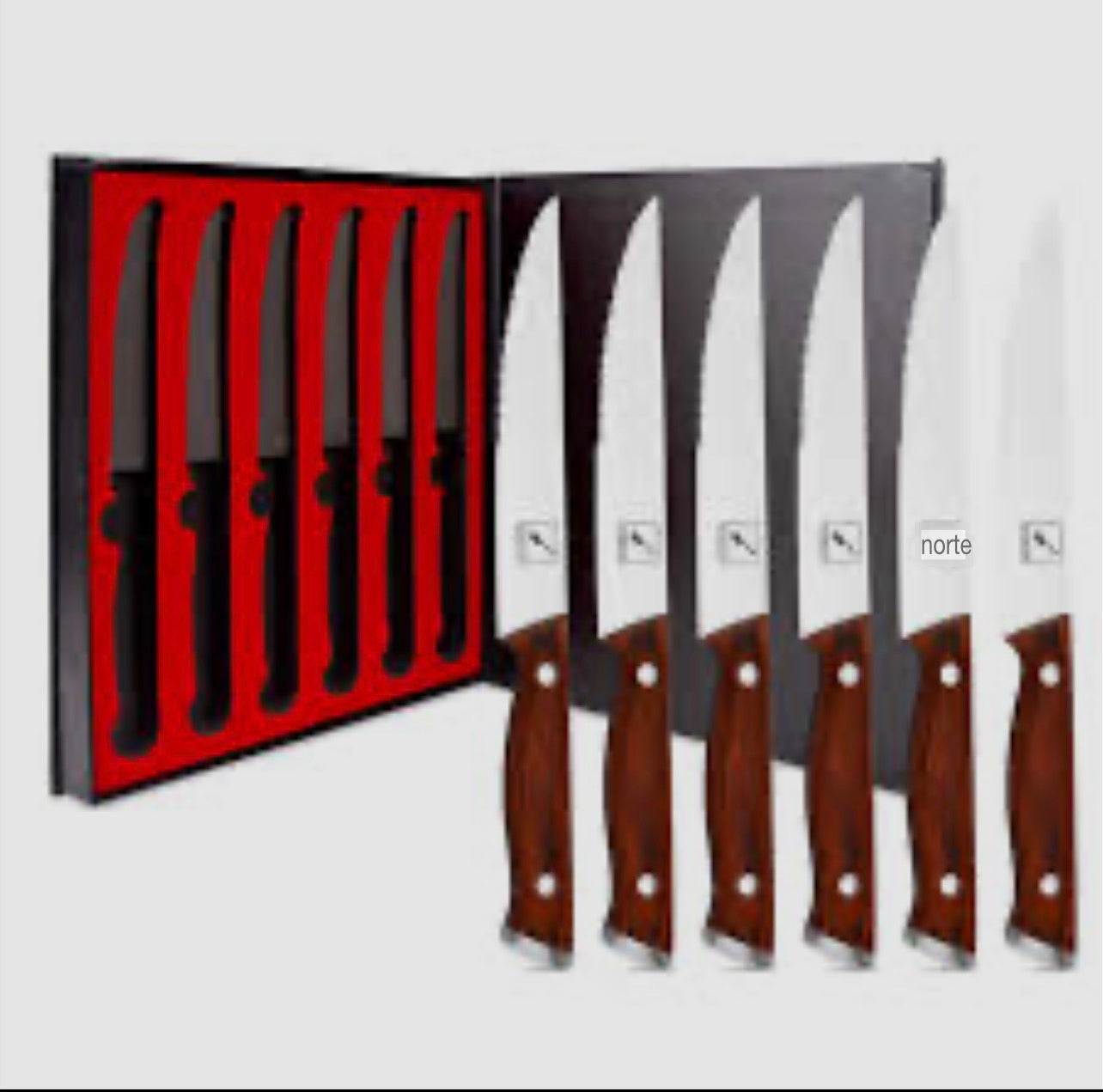 Set 6 Cuchillos Profesionales para Steak - Acero Inoxidable con Mango de Madera