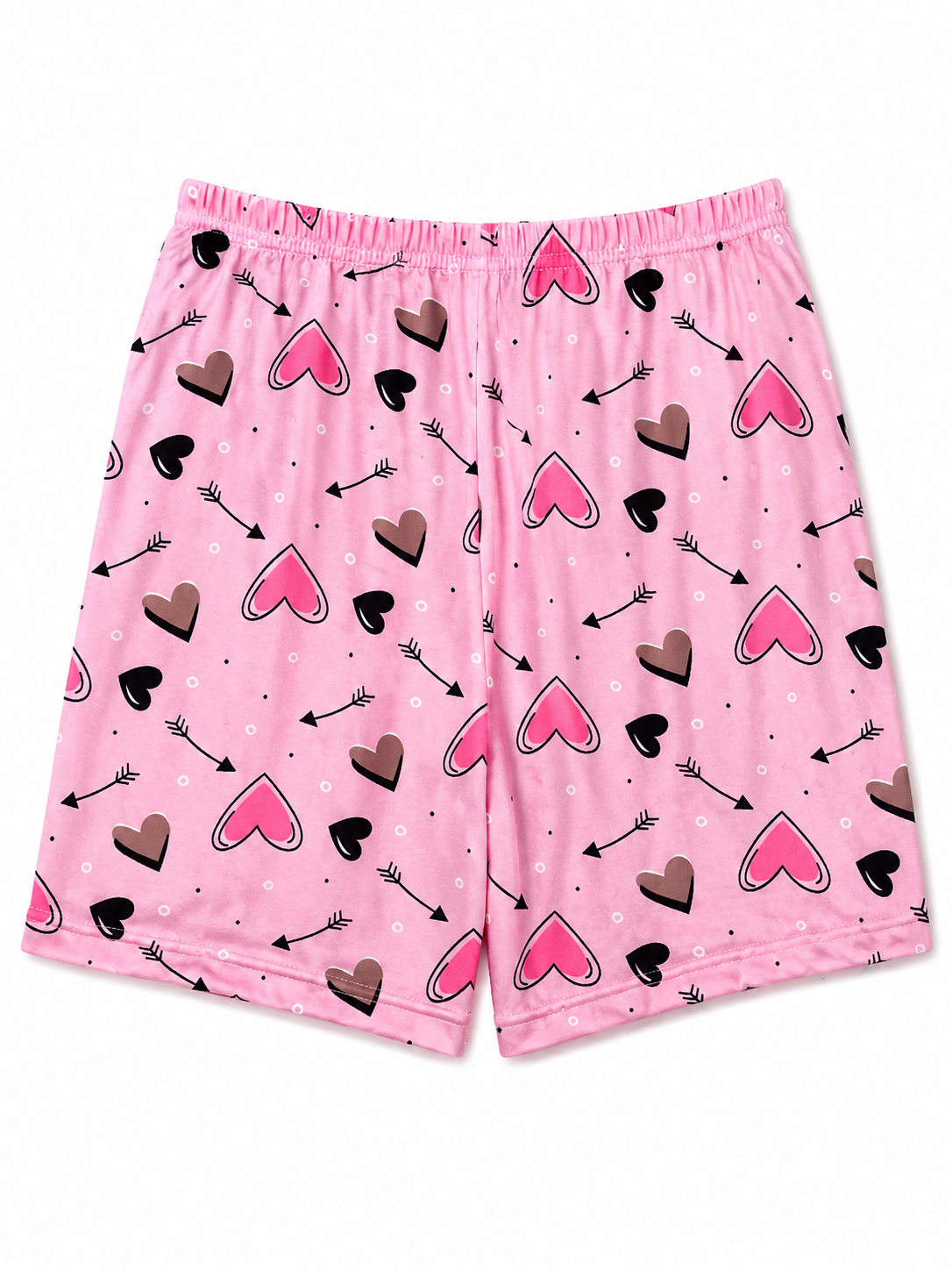 Shorts Rosa - Estampado Corazones y Flechas